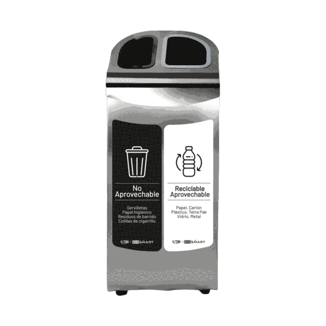 Punto Ecológico Floor S 2 Compartimentos 70L Acero Inox-Cold Rolled