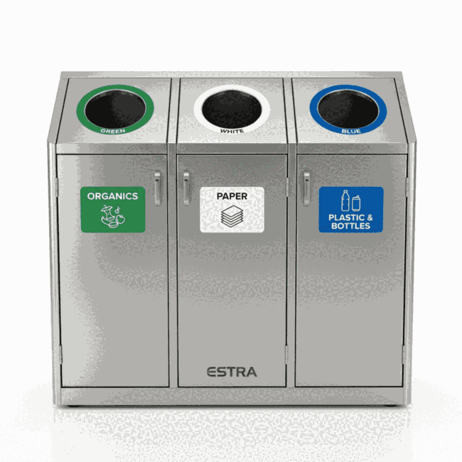 Punto Ecológico Icona L 3 Compartimentos 270L Acero Inox-Cold Rolled