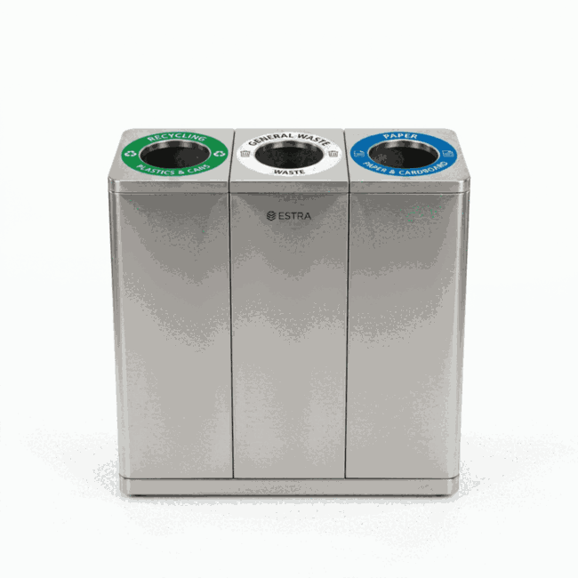 Punto Ecológico Icona M 3 Compartimentos 140L Acero Inox-Cold Rolled