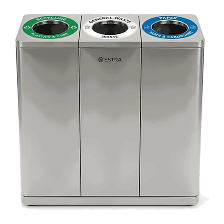 Punto Ecológico Icona M 3 Compartimentos 140L Acero Inox-Cold Rolled