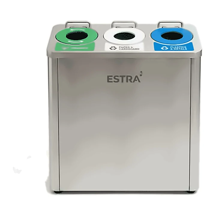 Punto Ecológico Icona S 3 Compartimentos 105L Acero Inox-Cold Rolled