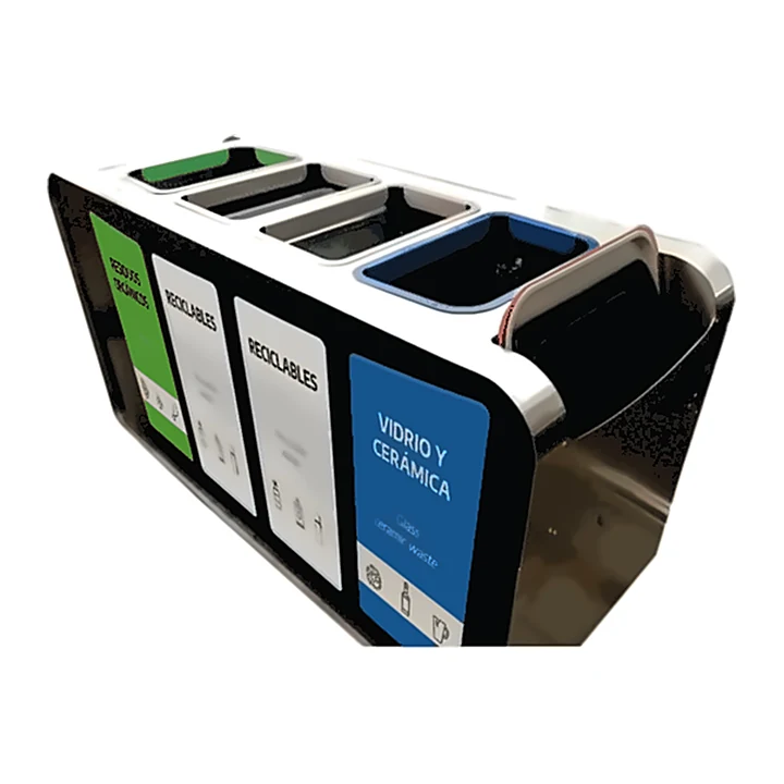 Punto Ecológico Neri L 4 Compartimentos 348L Acero Inox-Cold Rolled