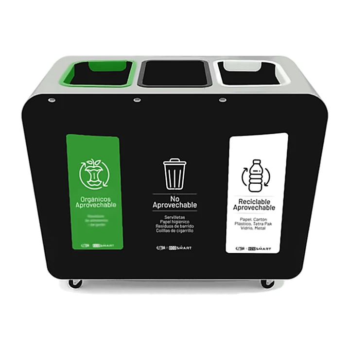 Punto Ecológico Neri M 3 Compartimentos 260L Acero Inox-Cold Rolled